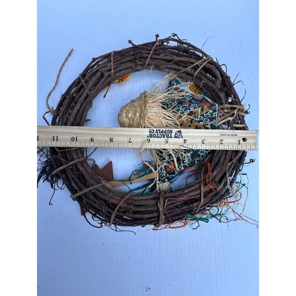 Fall Harvest Scarecrow‎ Wreath Welcome Sign Autumn Thanksgiving Decoration